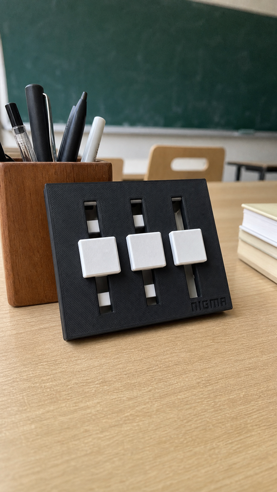 Labirinto tátil Nigma M5 na mesa da sala de aula (imagem ilustrativa)