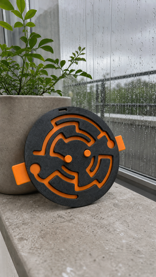 Labirinto circular Nigma M6 na varanda em dia de chuva (imagem ilustrativa)